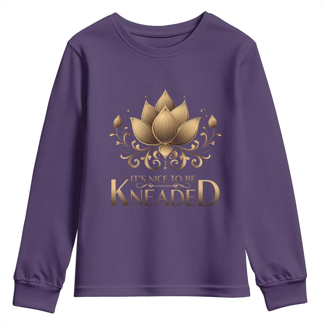 Massage Therapy Youth Sweatshirt Nice to be Kneaded TS09 Purple Print Your Wear