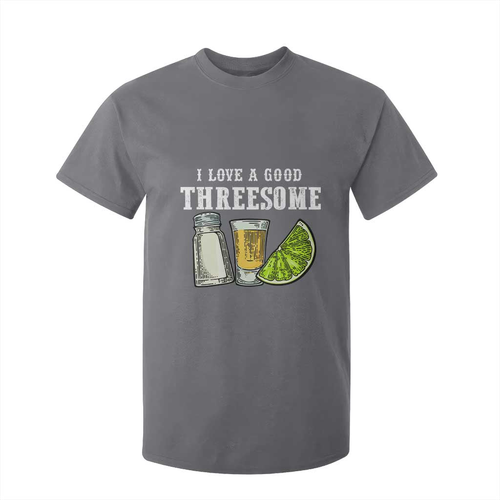 Funny Bartender T Shirt For Kid I Love Good Threesom Salt Lime Tequila TS09 Charcoal Print Your Wear