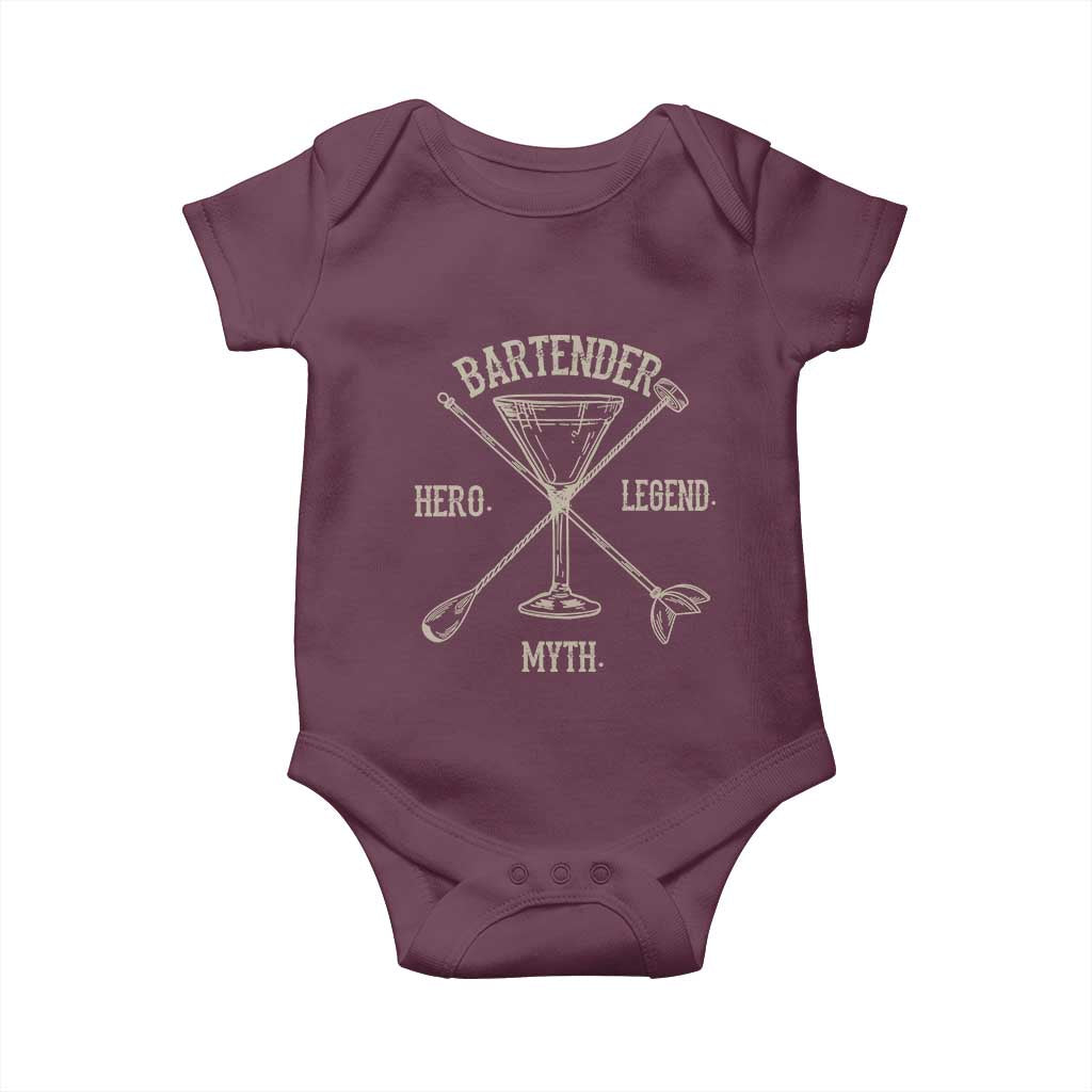 Bartender Hero Myth Legend Baby Onesie TS09 Maroon Print Your Wear