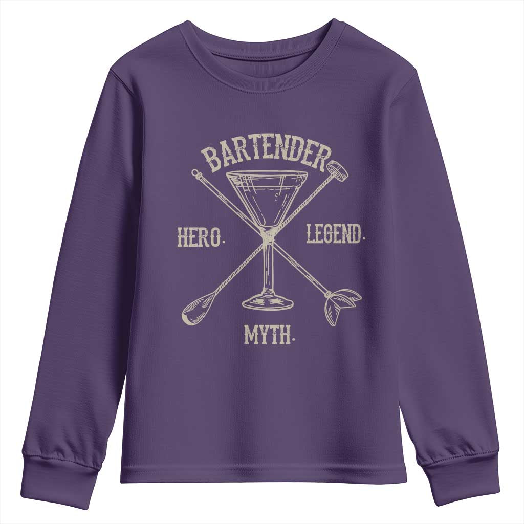 Bartender Hero Myth Legend Youth Sweatshirt TS09 Purple Print Your Wear