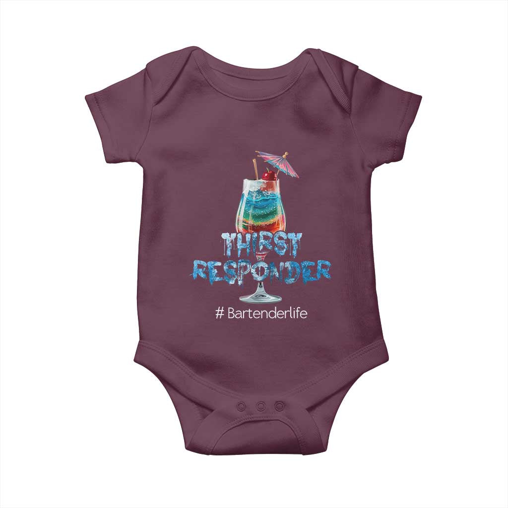 Funny Bartender Baby Onesie Thirst Responder Mixologists TS09 Maroon Print Your Wear