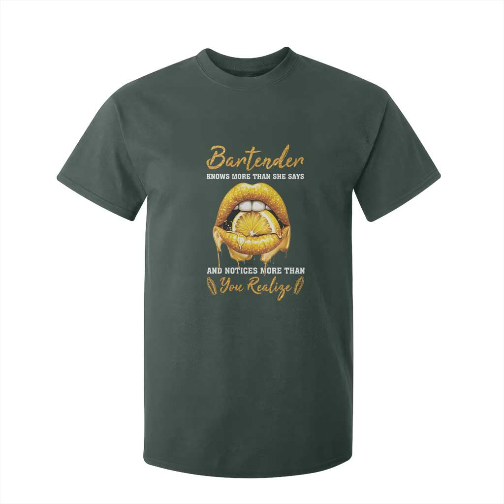 Bartender T Shirt For Kid Knows More Than She Says TS09 Dark Forest Green Print Your Wear