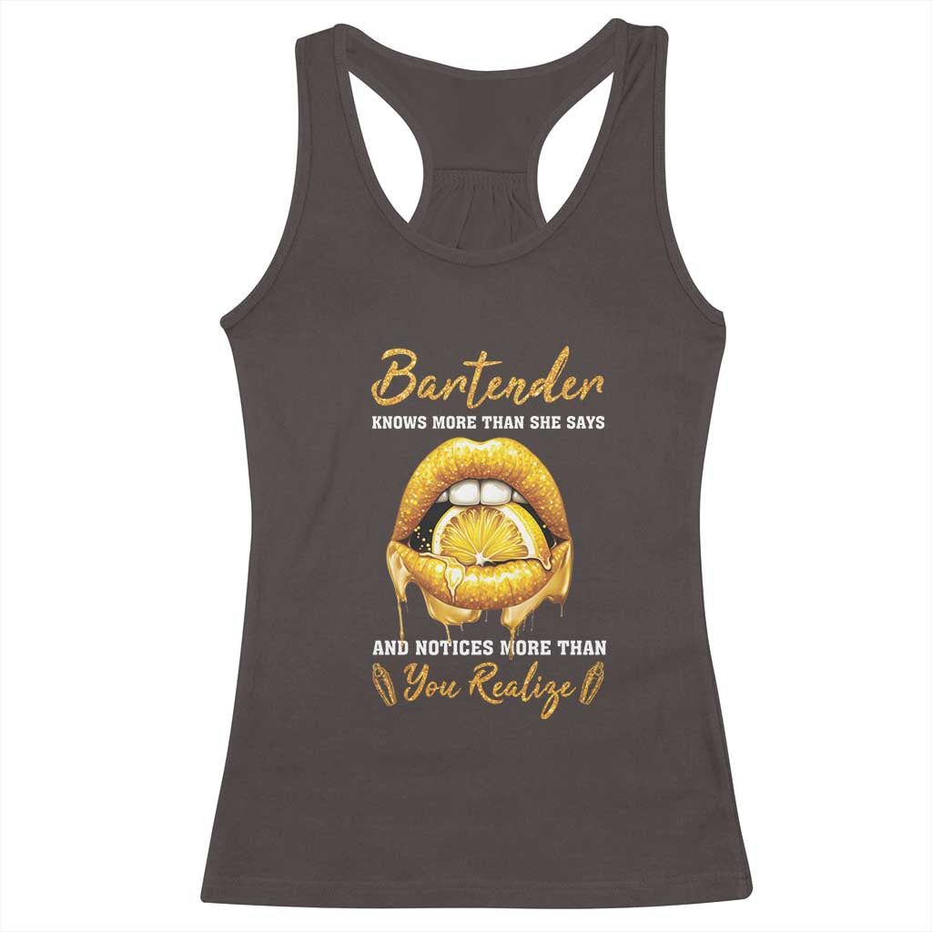 Bartender Racerback Tank Top Knows More Than She Says TS09 Dark Chocolate Print Your Wear