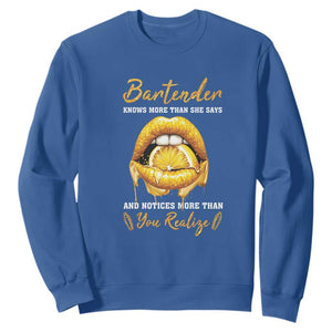 Bartender Sweatshirt Knows More Than She Says TS09 Royal Blue Print Your Wear