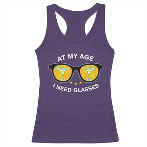 Funny Drinking At My Age I Need Glasses Racerback Tank Top TS09 Purple Print Your Wear