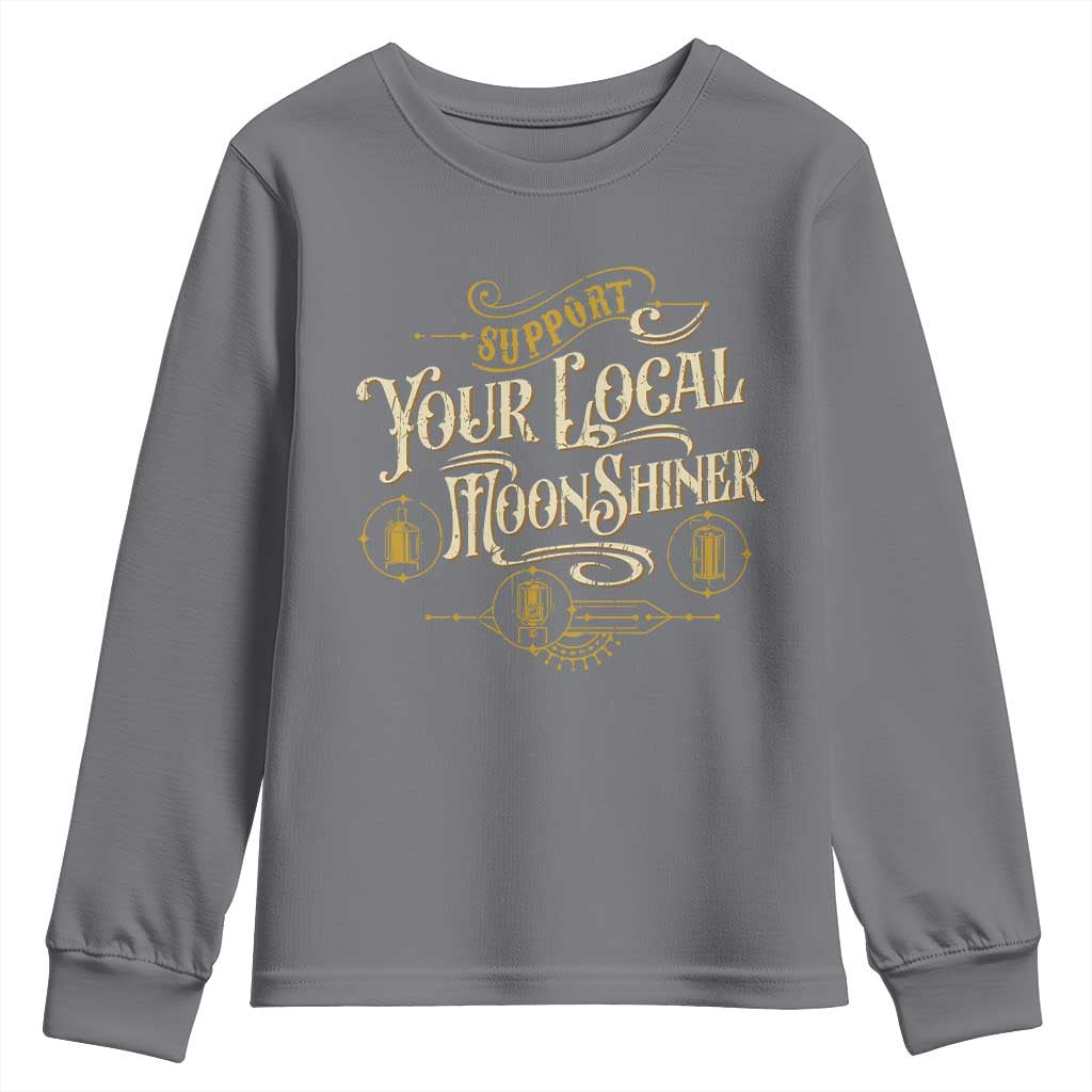 Moonshine Youth Sweatshirt Support Your Local Moonshiner Drinking TS09 Charcoal Print Your Wear