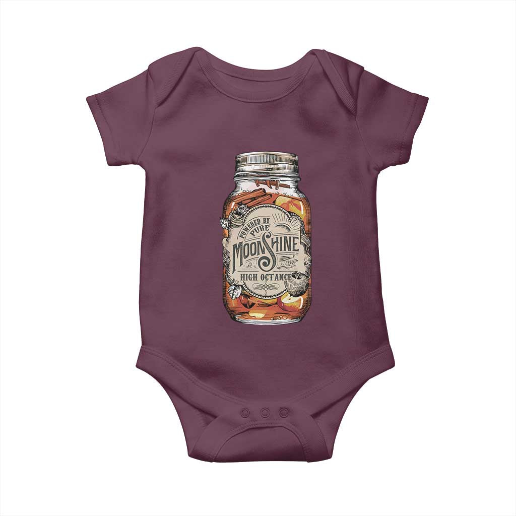 Drinking Powered By Pure Moonshine Baby Onesie TS09 Maroon Print Your Wear