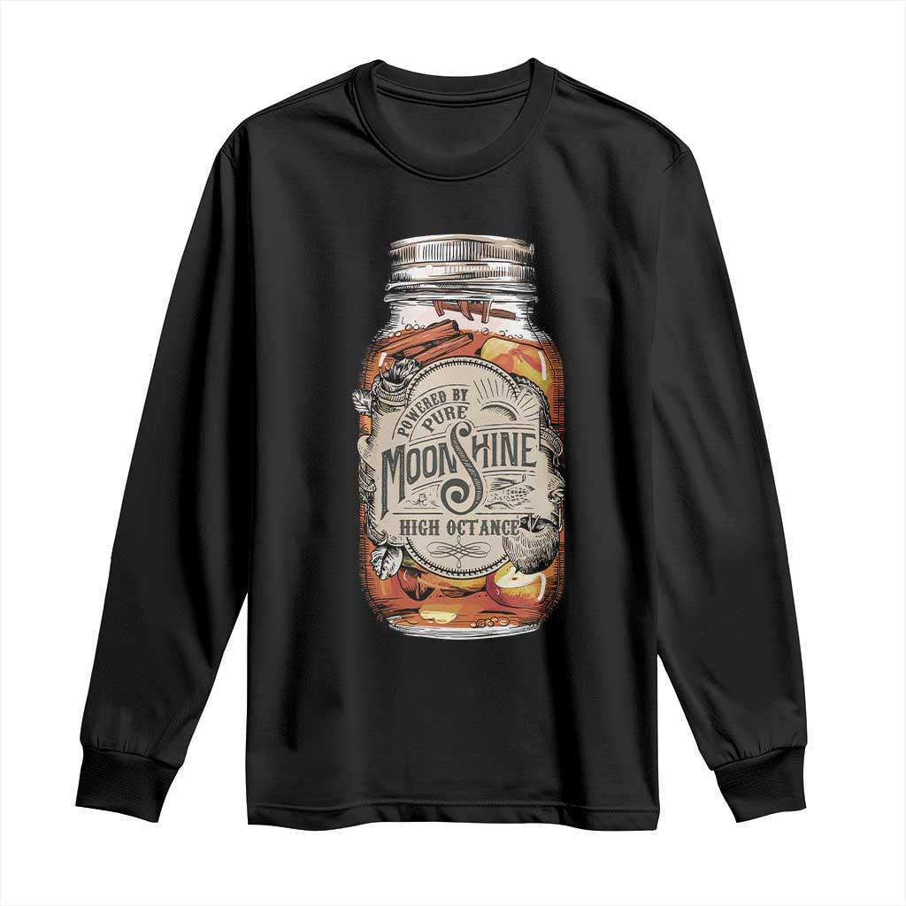 Drinking Powered By Pure Moonshine Long Sleeve Shirt TS09 Black Print Your Wear