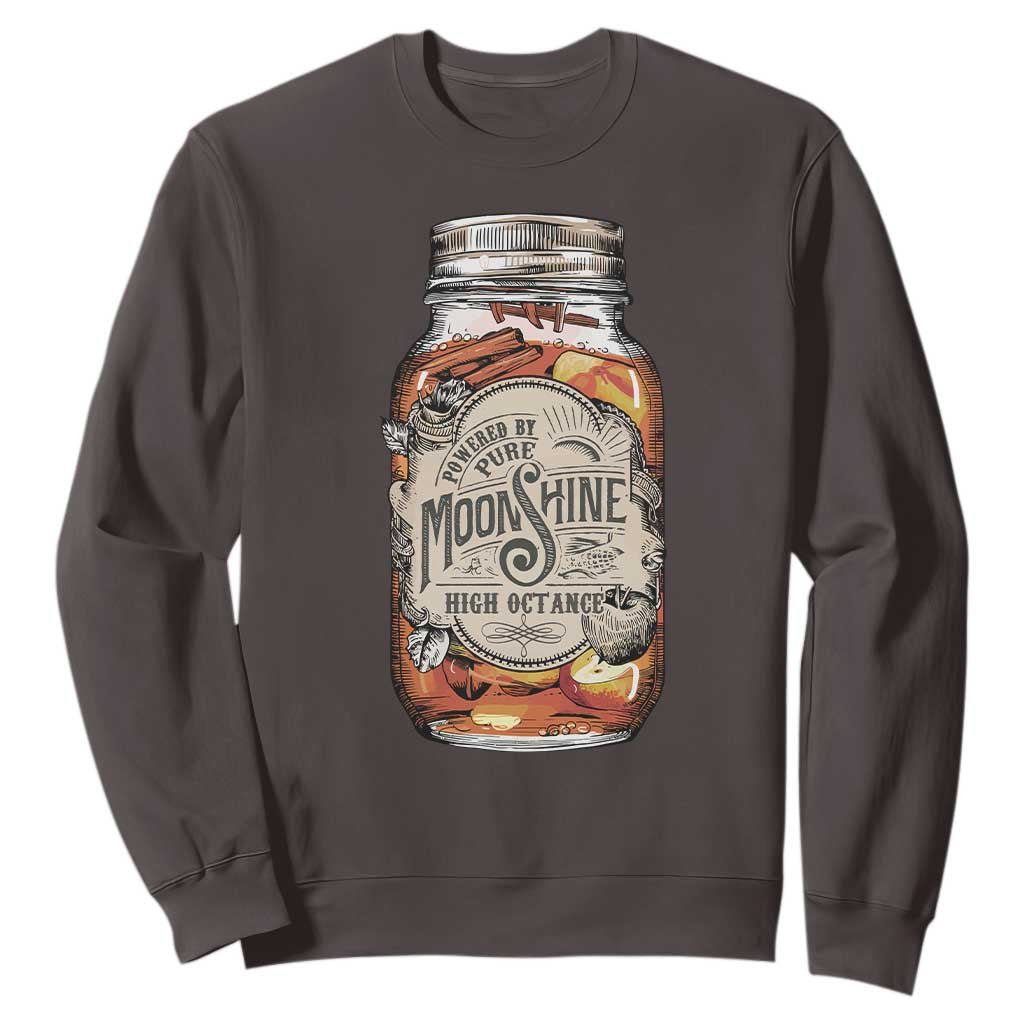 Drinking Powered By Pure Moonshine Sweatshirt TS09 Dark Chocolate Print Your Wear