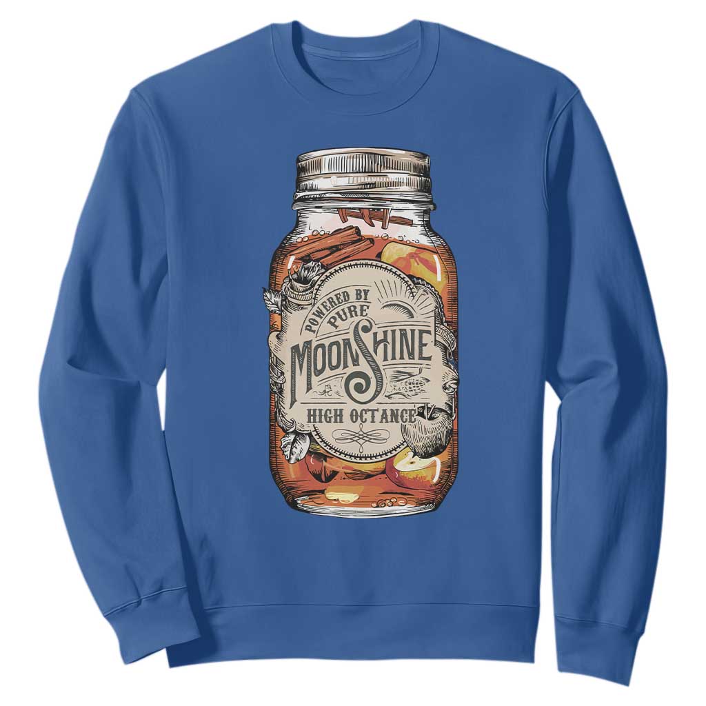 Drinking Powered By Pure Moonshine Sweatshirt TS09 Royal Blue Print Your Wear