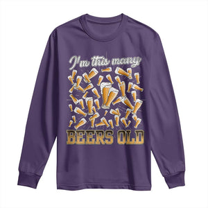 Funny Beer Lover 50th Birthday Long Sleeve Shirt I'm This Many Beers Old TS09 Purple Print Your Wear