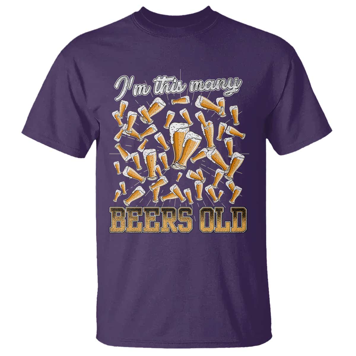 Funny Beer Lover 50th Birthday T Shirt I'm This Many Beers Old TS09 Purple Print Your Wear
