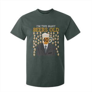 Funny 40th Birthday Drinking T Shirt For Kid I'm This Many Beers Old TS09 Dark Forest Green Print Your Wear