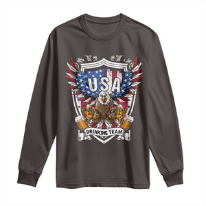 USA Drinking Team Long Sleeve Shirt TS09 Dark Chocolate Print Your Wear