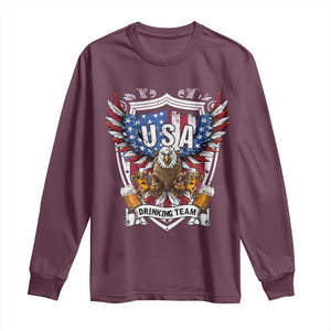 USA Drinking Team Long Sleeve Shirt TS09 Maroon Print Your Wear