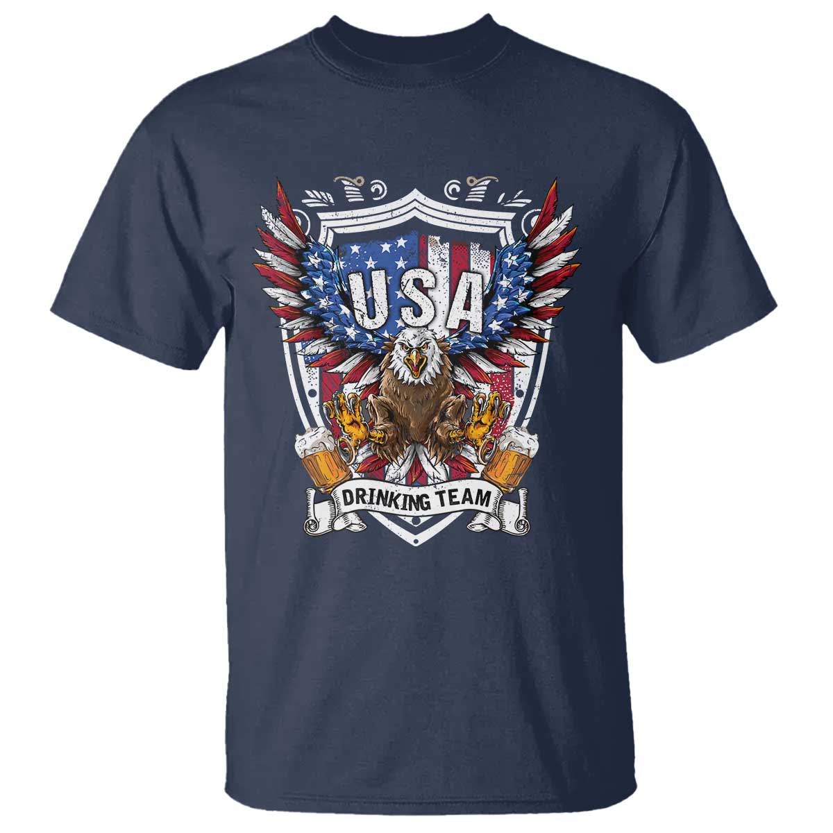 USA Drinking Team T Shirt TS09 Navy Print Your Wear