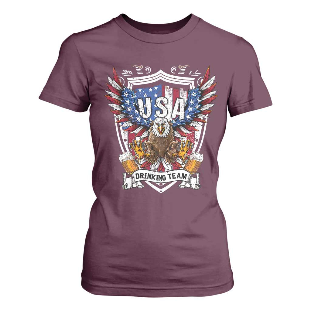 USA Drinking Team T Shirt For Women TS09 Maroon Print Your Wear