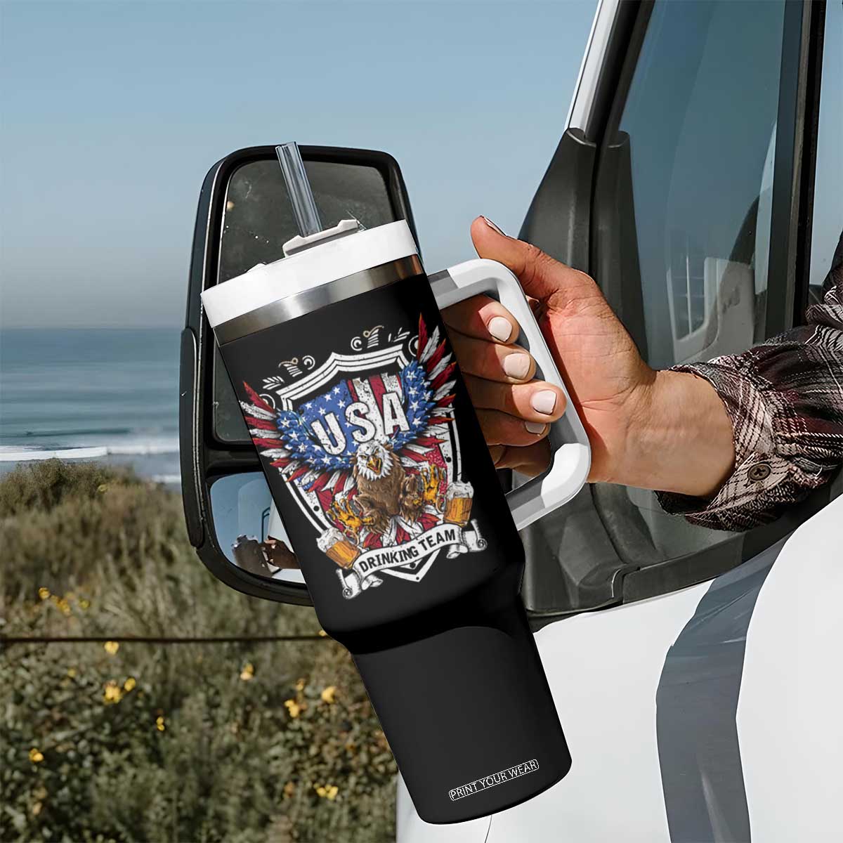USA Drinking Team Tumbler With Handle TS09 Print Your Wear