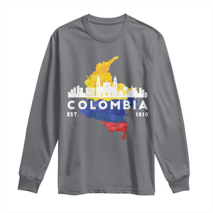 Colombian Pride Long Sleeve Shirt Colombia Est. 1810 TS09 Charcoal Print Your Wear