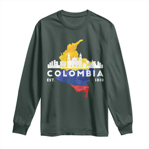 Colombian Pride Long Sleeve Shirt Colombia Est. 1810 TS09 Dark Forest Green Print Your Wear