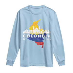 Colombian Pride Long Sleeve Shirt Colombia Est. 1810 TS09 Light Blue Print Your Wear