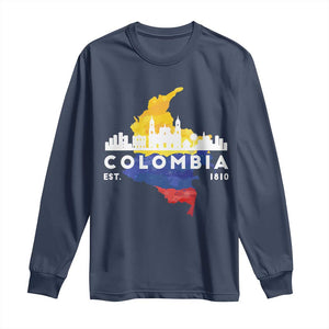 Colombian Pride Long Sleeve Shirt Colombia Est. 1810 TS09 Navy Print Your Wear