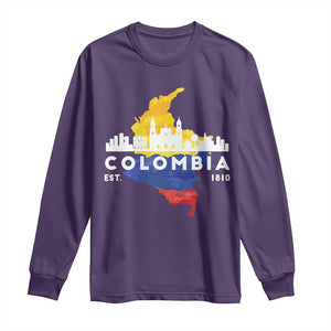 Colombian Pride Long Sleeve Shirt Colombia Est. 1810 TS09 Purple Print Your Wear