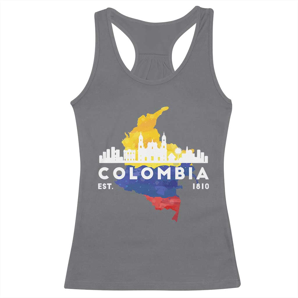 Colombian Pride Racerback Tank Top Colombia Est. 1810 TS09 Charcoal Print Your Wear