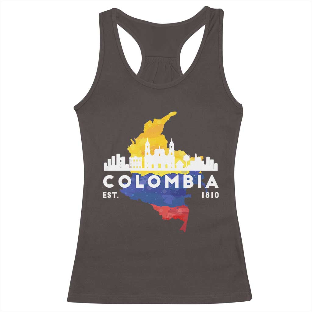 Colombian Pride Racerback Tank Top Colombia Est. 1810 TS09 Dark Chocolate Print Your Wear