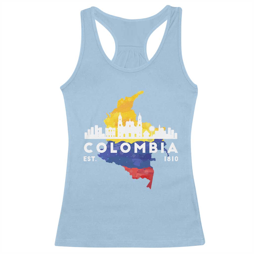 Colombian Pride Racerback Tank Top Colombia Est. 1810 TS09 Light Blue Print Your Wear