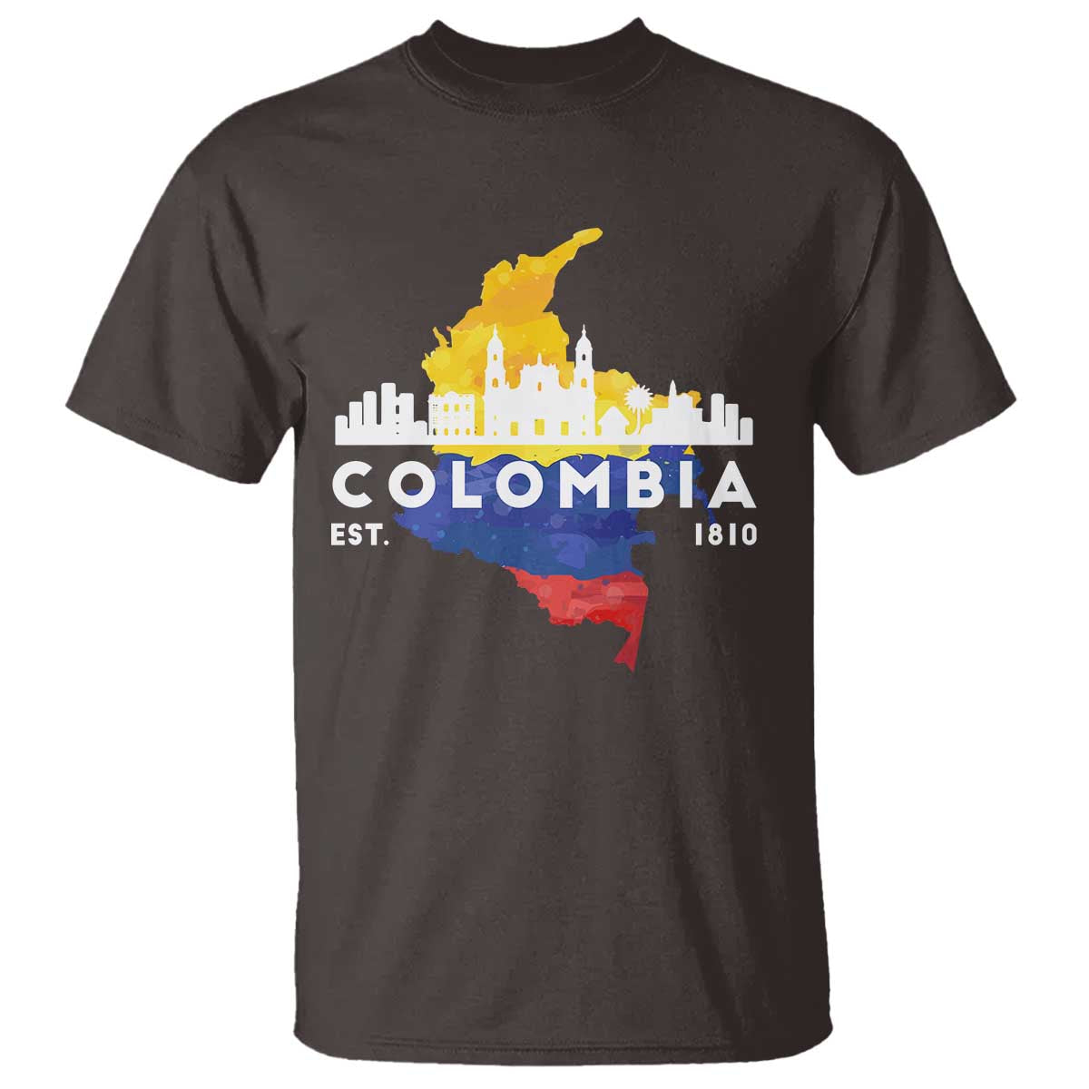Colombian Pride T Shirt Colombia Est. 1810 TS09 Dark Chocolate Print Your Wear