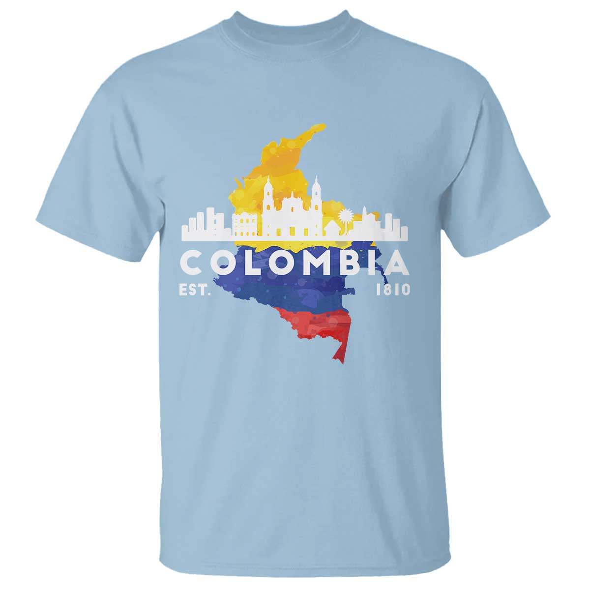 Colombian Pride T Shirt Colombia Est. 1810 TS09 Light Blue Print Your Wear