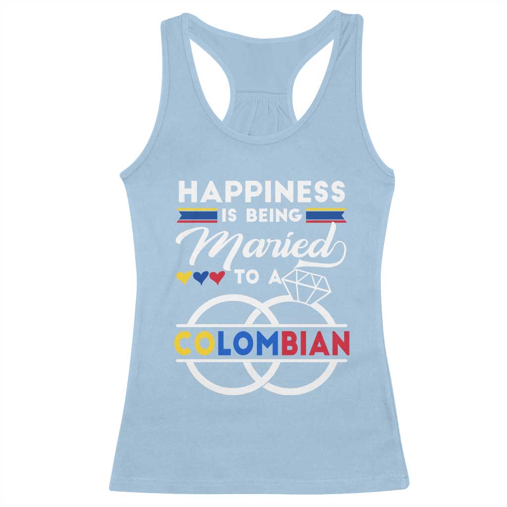 Happiness Is Being Married To A Colombian Racerback Tank Top TS09 Light Blue Print Your Wear