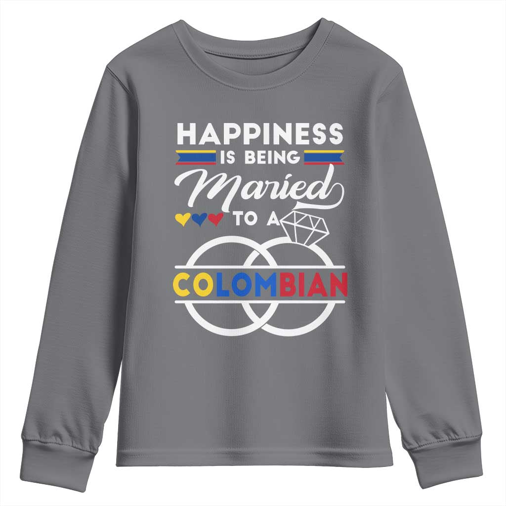 Happiness Is Being Married To A Colombian Youth Sweatshirt TS09 Charcoal Print Your Wear