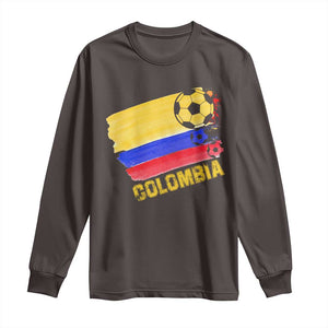 Colombian Colombia Soccer Support Long Sleeve Shirt TS09 Dark Chocolate Print Your Wear