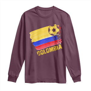 Colombian Colombia Soccer Support Long Sleeve Shirt TS09 Maroon Print Your Wear