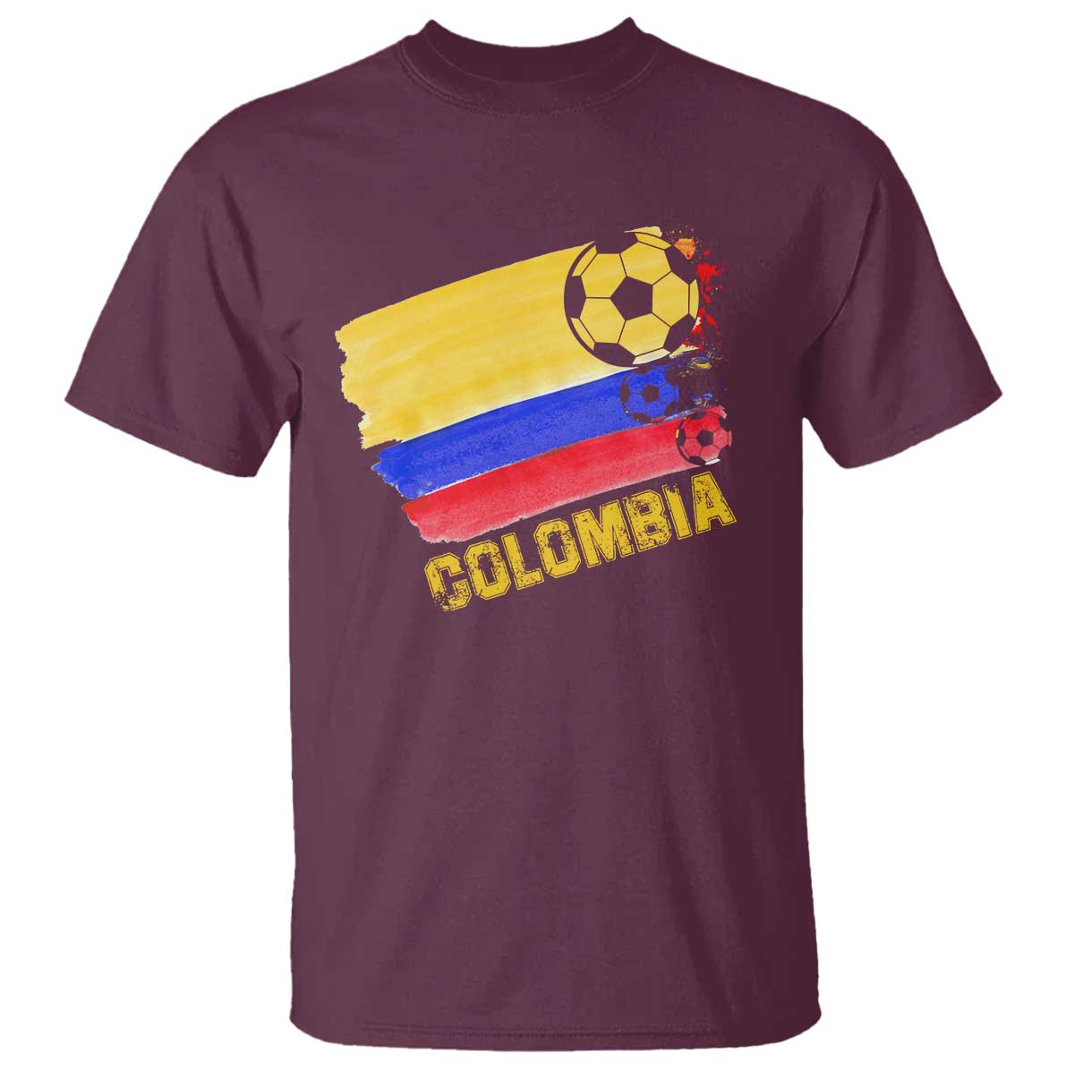 Colombian Colombia Soccer Support T Shirt TS09 Maroon Print Your Wear