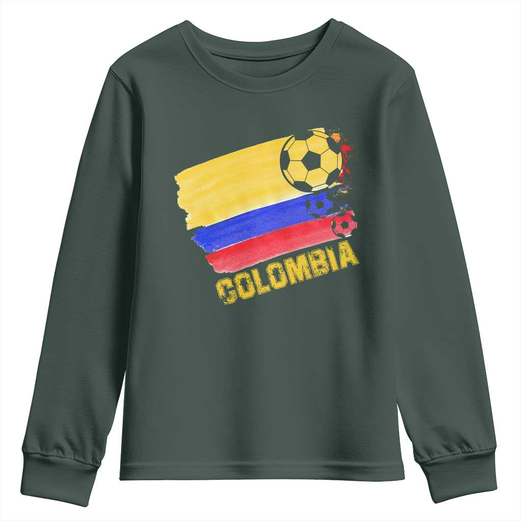 Colombian Colombia Soccer Support Youth Sweatshirt TS09 Dark Forest Green Print Your Wear