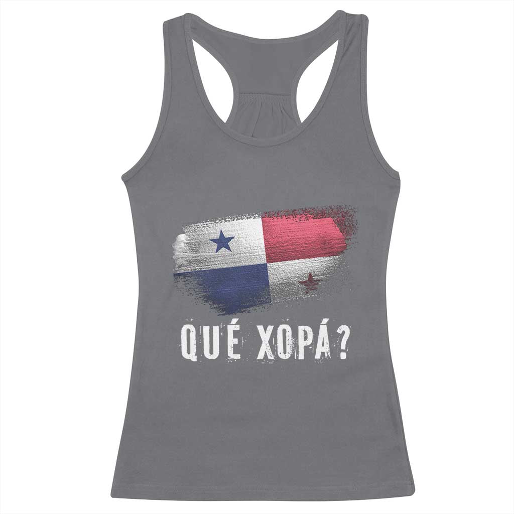 Funny Panama Racerback Tank Top Que Xopa What's Up Panamanian TS09 Charcoal Print Your Wear