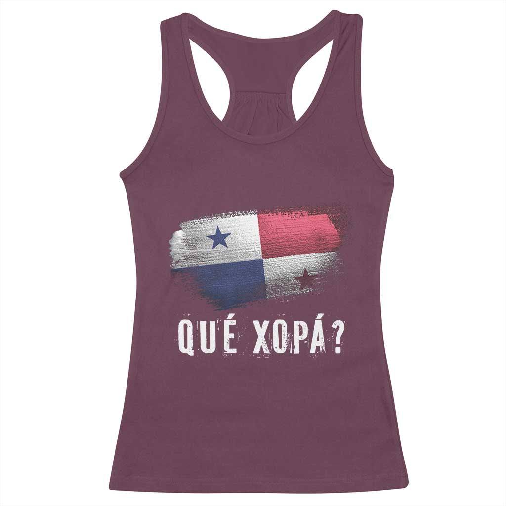 Funny Panama Racerback Tank Top Que Xopa What's Up Panamanian TS09 Maroon Print Your Wear