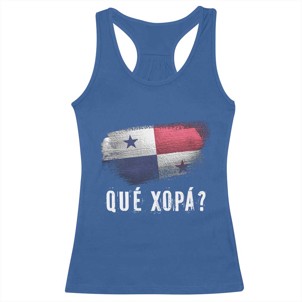 Funny Panama Racerback Tank Top Que Xopa What's Up Panamanian TS09 Royal Blue Print Your Wear