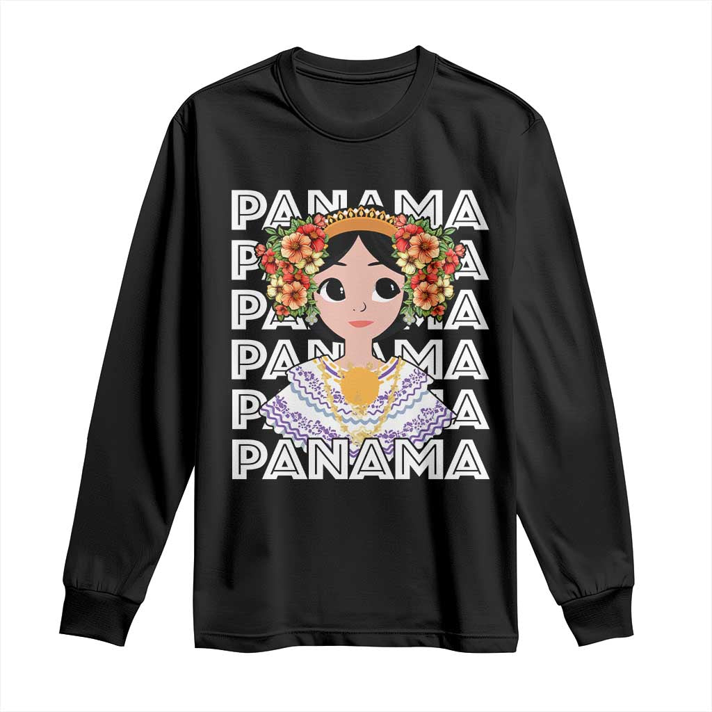 Panamanian Cultural Women Long Sleeve Shirt TS09 Black Print Your Wear