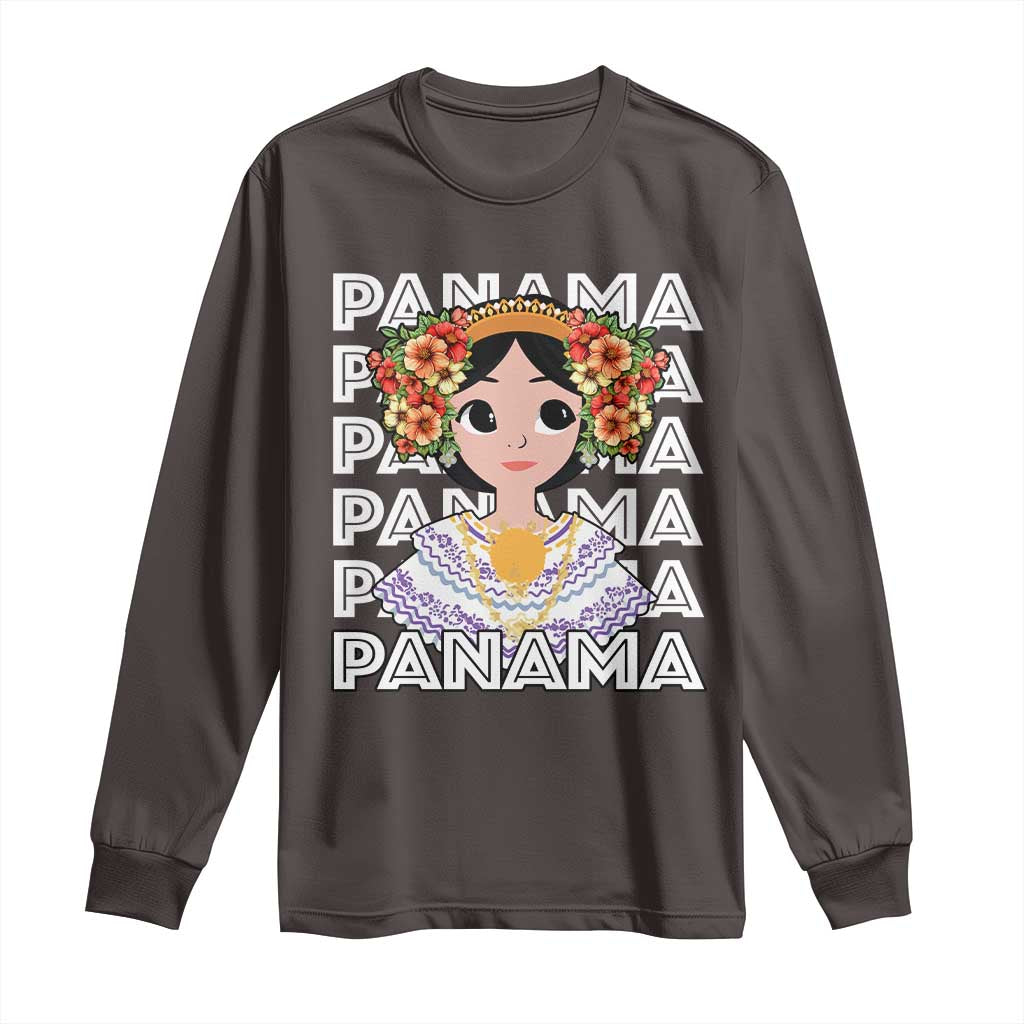 Panamanian Cultural Women Long Sleeve Shirt TS09 Dark Chocolate Print Your Wear