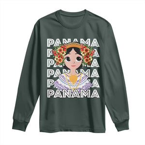 Panamanian Cultural Women Long Sleeve Shirt TS09 Dark Forest Green Print Your Wear