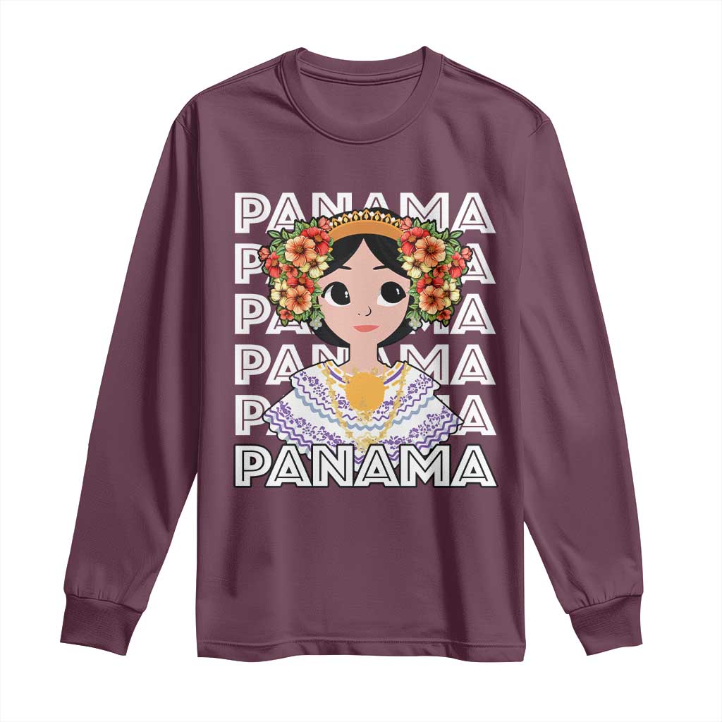 Panamanian Cultural Women Long Sleeve Shirt TS09 Maroon Print Your Wear
