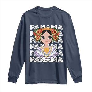 Panamanian Cultural Women Long Sleeve Shirt TS09 Navy Print Your Wear