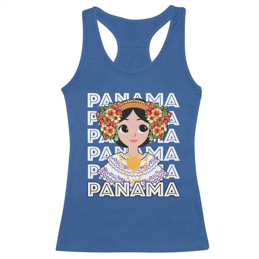 Panamanian Cultural Women Racerback Tank Top TS09 Royal Blue Print Your Wear