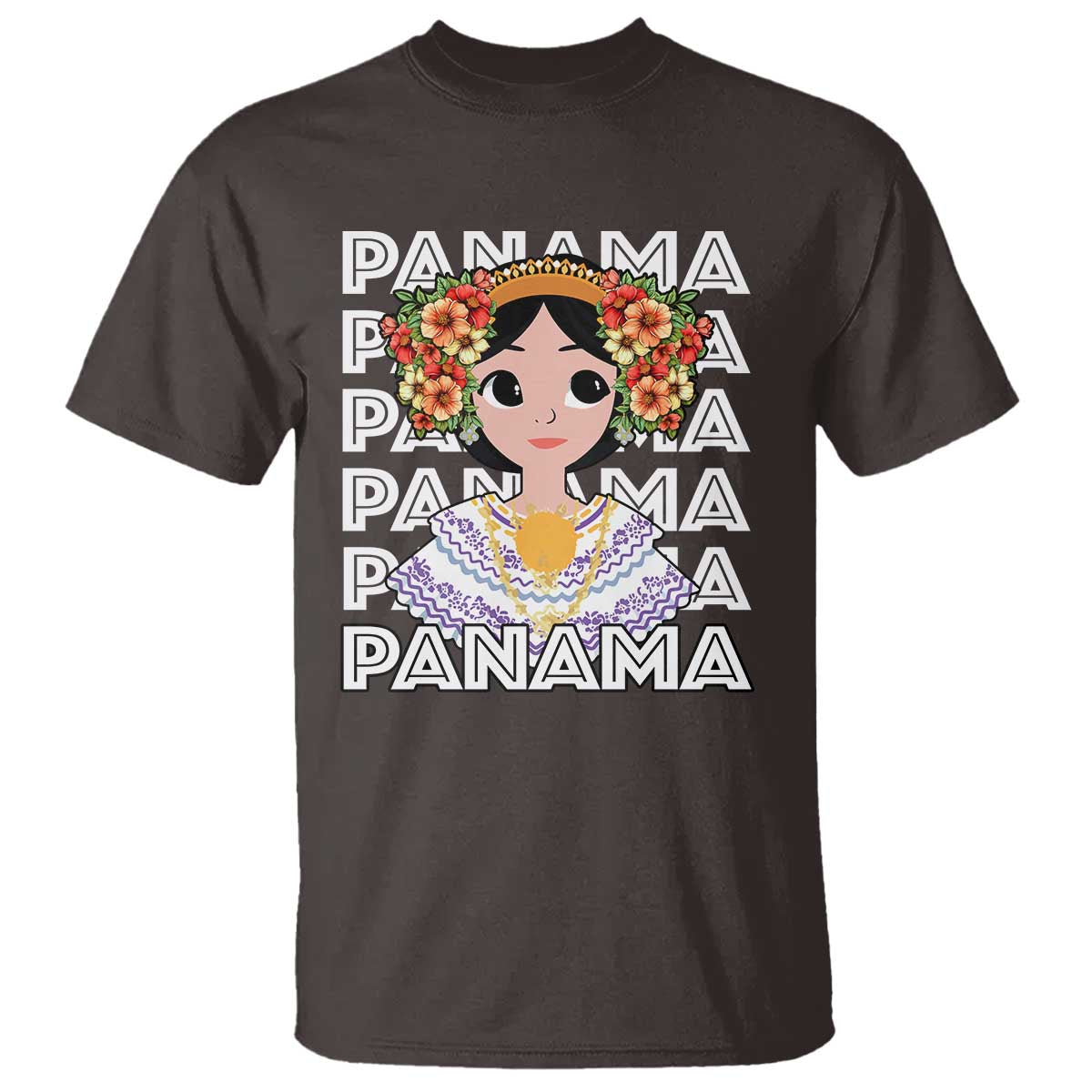 Panamanian Cultural Women T Shirt TS09 Dark Chocolate Print Your Wear
