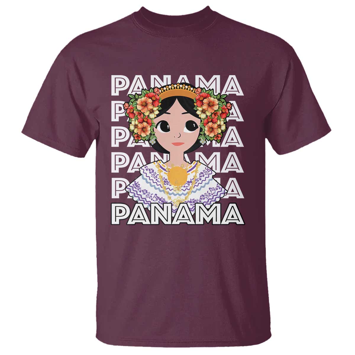 Panamanian Cultural Women T Shirt TS09 Maroon Print Your Wear