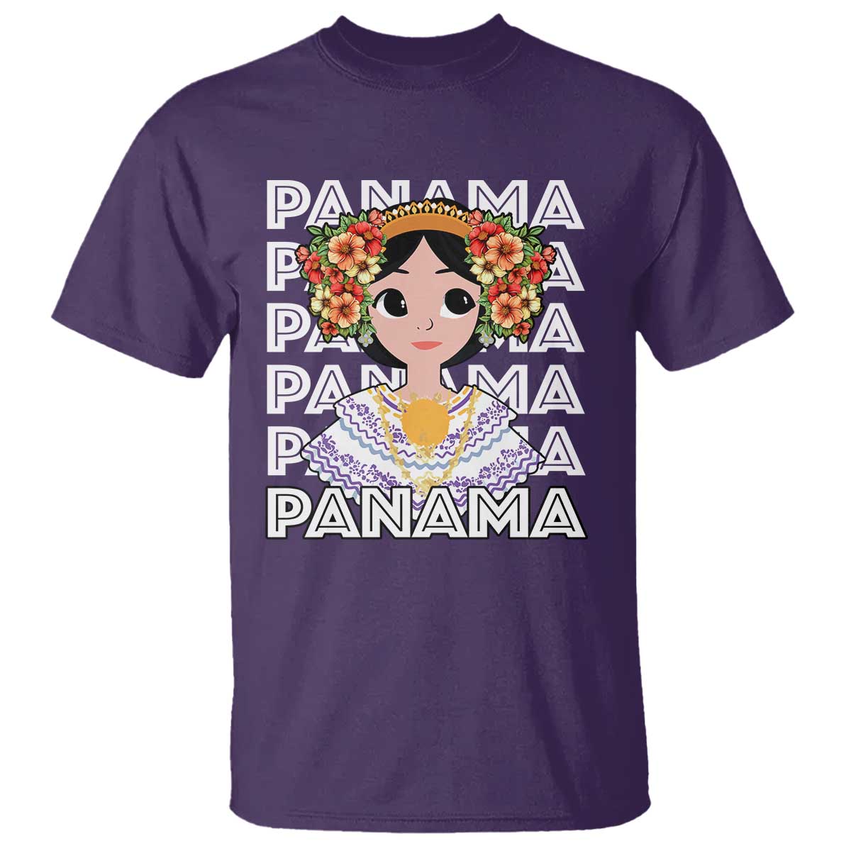 Panamanian Cultural Women T Shirt TS09 Purple Print Your Wear